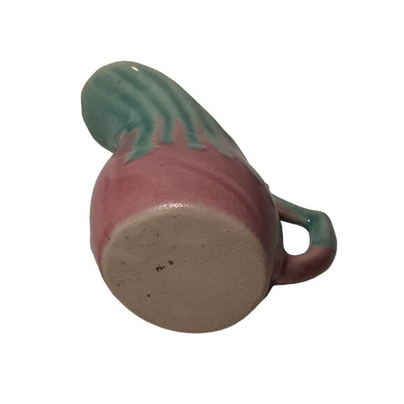 Vintage Studio Pottery Miniature Drip Glaze Pitcher Pink and Green  2.5" - Picture 4 of 6